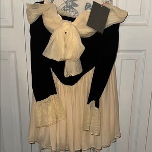 House of CB Black and Cream Chiffon Dress - never worn